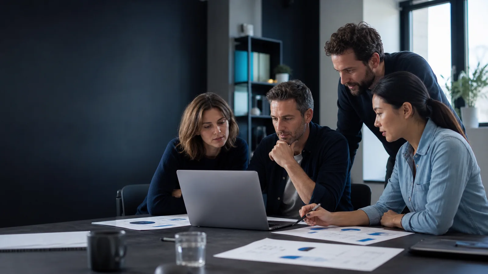 A small business team working together during a practical AI setup session